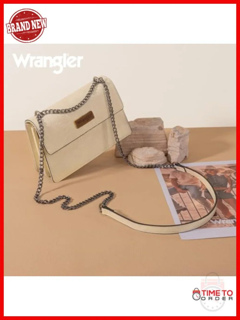 Faux Leather Crossbody Bag with Chain Strap